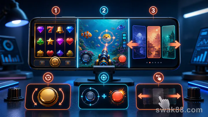 Android slot controls, a fishing game, and lobby switching tested side by side