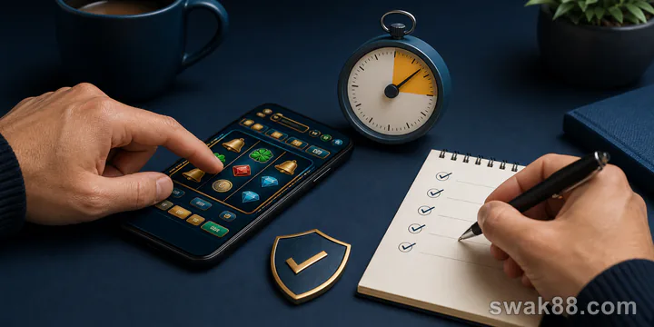Adult player timing and recording a casino app gameplay test