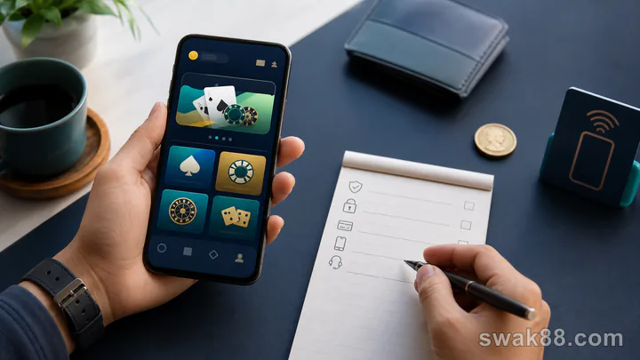 Adult player comparing a casino app against a practical game checklist